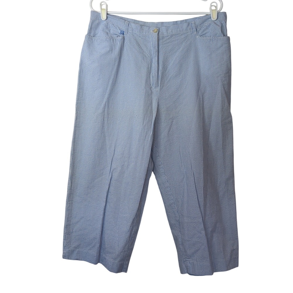 Lauren Ralph Lauren Women's Gingham Check Seersucker Cropped Capri Pants Size 16